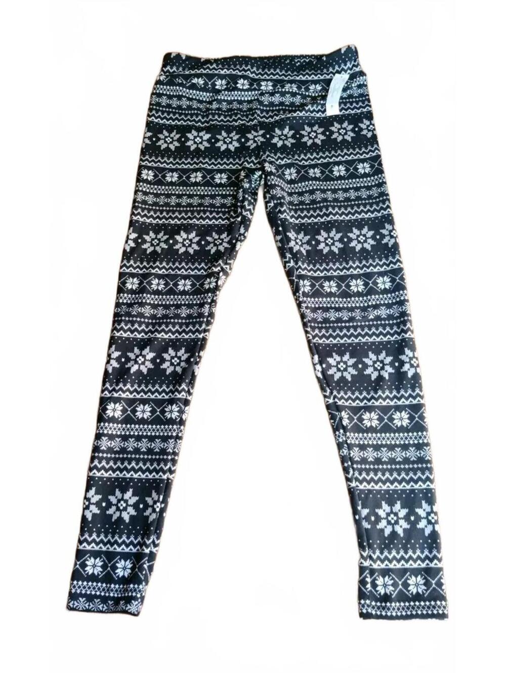 Time & Tru Womens M Medium Black & White Sweater Leggings No
